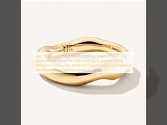 oem Brass gold Ring mirror polishing jewelry mass production solution for high-end luxury jewelry brand premium coating fine polishing Organic wavy asymmetrical band Luxurious modern contemporary